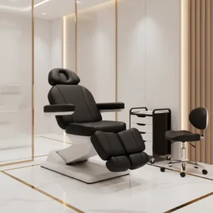 Modern Black Spa Salon Cosmetic 5 Motor Beauty Facial Podiatry Aesthetic Electric Pedicure Chair Massage Table with Split Leg