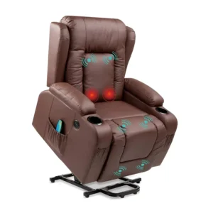 Modern Contemporary Electric Power Lift Recliner Adjustable Furniture Massage Feature Wood Metal Extendable for Back Support