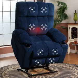 Modern Design Adjustable Recliner Lift Chair Dual Motor Power Blue Fabric Recliner Massage Chair for Elderly