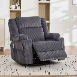 Modern Electric Corduroy Fabric Single Recliner Massage and Rotation Functions Wooden Frame Suitable for Living Room