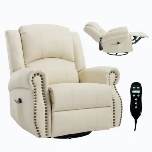 Modern Electric Heat Massage Recliner Chair with Rocker and Swivel in Fabric for Living Room