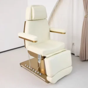 Modern Esthetician Massage Chair Gold Base Curve Facial Bed Beauty Eyelash Electric Facial Spa Bed With 4 Motor