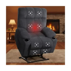 Modern Fabric Power Lift Recliner Chair with Massage and Heating Oversized Design for Relaxation and Support