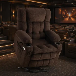 Modern Fabric Wood Frame Zero-gravity Sleeping Single-person Sofa with Massage for Living Room
