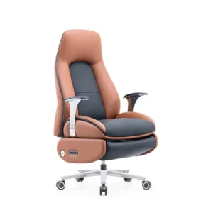 Modern High End Adjustable Rotating Electric Massage Chair Genuine Leather Extendable Features for Boss Office Furniture