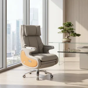 Modern Leather Electric Office Chair with Vibrating Massage and Adjustable Height Design for Executive Office & Home Office