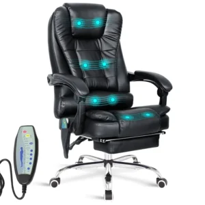 Modern Luxury Adjustable Ergonomic PU Leather Highback Massager Chair Revolving Full Body Massage Footrest Home Office Use Steel