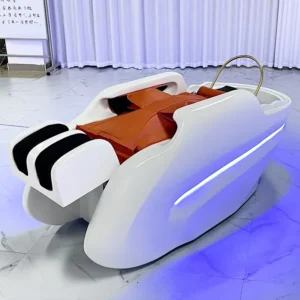 Modern Luxury Hair Salon Furniture White Electric Multifunctional Beauty Salon Hair Washing Massage Shampoo Chair with Bowl