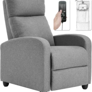 Modern Luxury Living Room Light Gray Fabric Comfortable and Relaxing Reclining Chair with Lumbar Support