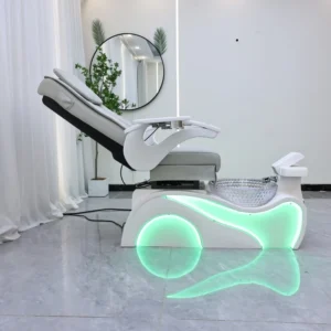 Modern Luxury Professional Nail Salon Adjustable Reclining Massage Foot Spa Pedicure Chair 7-Color LED Light Magnetic Jet