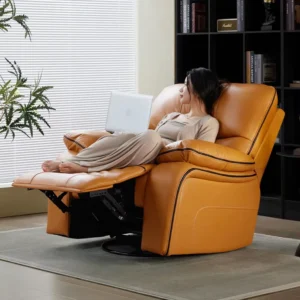 Modern Massage Feature Synthetic Leather Upholstery Metal Frame One Seater Swivel Recliner Chair With Manual Electric