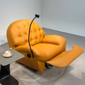 Modern Modular Extendable Convertible Leather Sofa Chair Massage Function Adjustable Height Metal Frame for Living Room Gaming