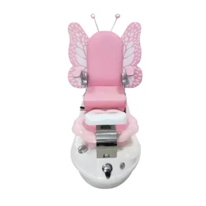 Modern Pink Butterfly Kid Spa Pedicure Chair with Sink Manicure PU Leather Warranty