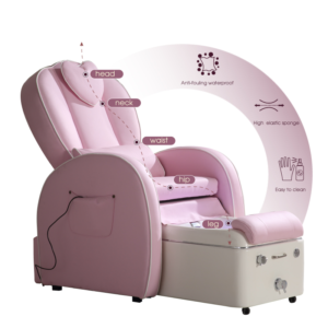 Modern Pink Color Beauty Nail Salon Foot Massage Reclining Manicure Foot SPA Pedicure Chair
