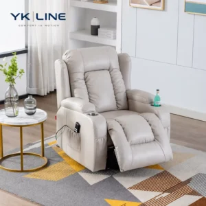 Modern Recliner Chair With Cup Holders Side Pocket Leather For Living Room Bedroom