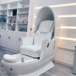 Modern Salon Pedicure Chair with Adjustable Recliner and Physiotherapy Massage Functions