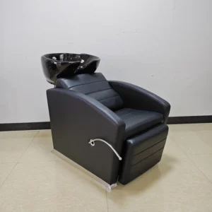 Modern Semi Reclining Leather Hair Washing Bed Ceramic Adjustable Footrest Simple Salon Equipment Special Rinsing Massage Chair