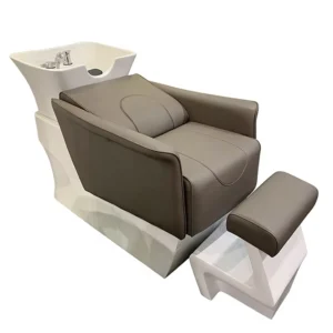 Modern Simple Synthetic Leather Shampoo Chair Stainless Steel Frame High Density Sponge Ceramic Basin Adjustable Footrest Beauty