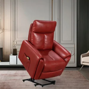 Modern Style Power Leather Air Recliner Chair Elderly Left Hand Massage Extendable Features Wood Metal Fabric Synthetic Leather