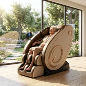 Modern Zero Gravity Full Body Massage Chair Recliner with Airbags Heating Bluetooth Foot Rollers & Touch Screen Gold