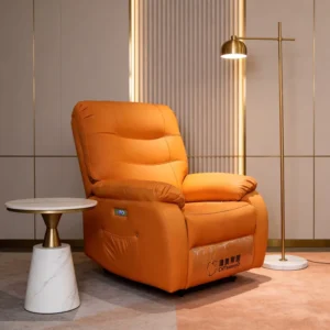 Multi Functional Electric Massage Recliner Chair Casual Living Room Space Lazy Single Sofa Set Cowhide Leather Upholstery Metal
