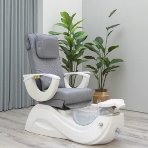 Nail Salon Equipment Grey Leather Salon Foot Spa Chair Luxury No Plumbing Electric Massage Pedicure Chair For Salon