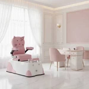 Nail Salon Furniture Manufacturer B2B Custom Whirlpool Pink Kids Children Small Foot Spa Manicure Pedicure Chairs Set