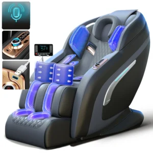 New Amazon 4D Heat Therapy Foot Roller Shiatsu Electric Full Body Deluxe Massage Chair SL Track Zero Gravity PU Leather Chair