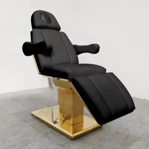 New Design Luxury Black Leather Gold Base Salon Massage Table 3 Motor Electric Facial Spa Bed