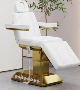New Design White PU Leather Beauty Bed Electric Beauty Salon Gold Base