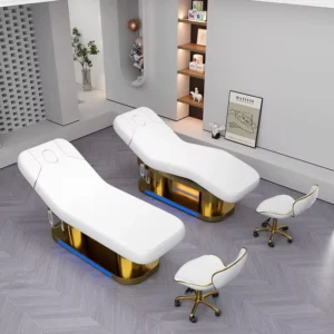New Design White and Gold Base Electric Massage Table Spa Luxury Electric Beauty Chair Facial Massage Couch Table Bed