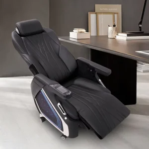 Office Boss Massage and Heated Chair Genuine Leather 360° Swivel Comfortable and Mobile Electric Chair