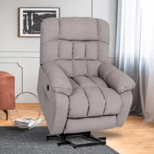 One Seat 8 Point Vibration Massage Lift Chair USB Charge Port Recliner Lumbar Heating Power Wood Modern Design
