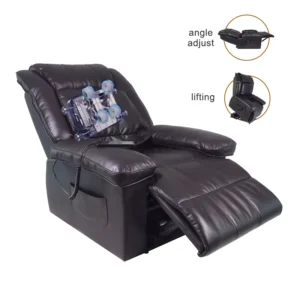 PU Leather Electric Recliner with Shiatsu Kneading Massage Zero Gravity Function Body Massager for Living Room Use