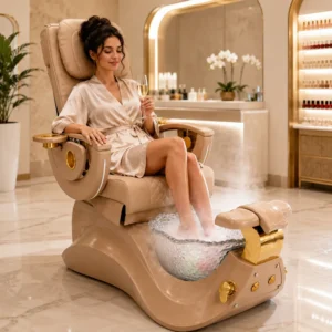 Pedicure Chair Steam Function Massage Function LED Light Remote Control Glass Foot Bath Basin for Nail Spa Salon