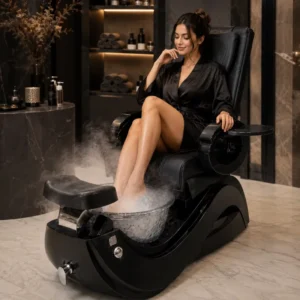 Pedicure Spa Chair LED Light Massage Function Steam Function Remote Control Glass Foot Bath Basin for Pedicure Salon