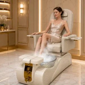 Pedicure Spa Chair Remote Control Massage Function LED Light Glass Foot Bath Basin Steam Function for Commercial Salon Use
