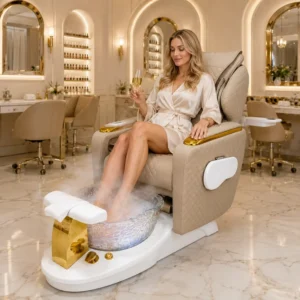 Pedicure Spa Chair Steam Function Remote Control Glass Foot Bath Basin LED Light Massage Function for Commercial Salon Use