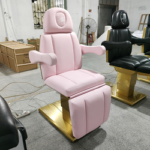 Pink Leather Gold Base Electric Lash Bed Lash Extensions Bed