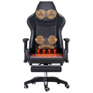 Portable Adjustable Height Massage Electric Chair with Massage Cushion for Gaming Competitions and Footrest