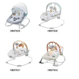 Portable Folding Wooden Electric Cradle Baby Bouncer Rocker Rocking Lounge Recliner Chair Furniture With Hanging Toy