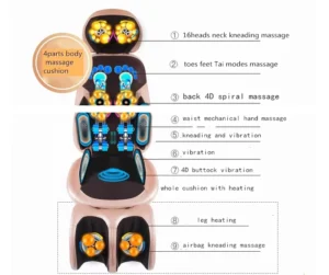 Portable Shiatsu Massage Chair with Heating & Vibration Kneading Whole Body Massaging Including Neck Back Waist Buttock & Leg