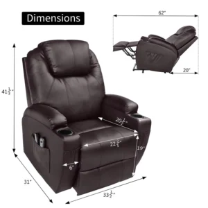 Power Electric Medical Lift Riser Recliner Chair With Cup Holder and Massage and Heat for the Elderly Patient Disabled