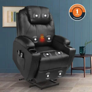 Power Faux Leather Heated Electric Lift Massage Recliner Chair for Elderly