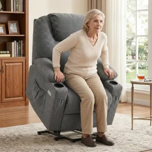 Power Lift Recliner Chair 8 Point Massage Lumbar Heat Elderly Seniors Home Living Room Stand up Assist Lifting Sofa