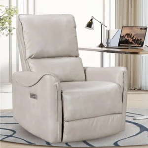 Power Rocker Swivel Recliner Electric Breathable Synthetic Leather Fabric Extendable Massage Rocker Chair Sectional Sofa