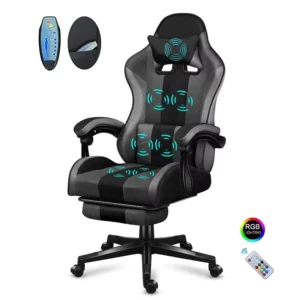 Professional Gamer Chair Pro Black Home Lift Swivel E-Sports Racing Desk Computer Gaming Chair with Footrest and Massage