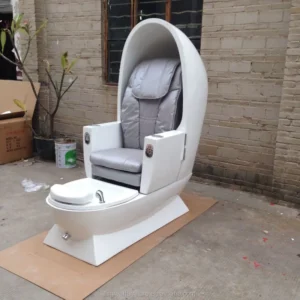 Professional Luxury Salon Equipment Pipeless Whirlpool Foot SPA Chair Eggs Shape White Pedicure Chair with Massage