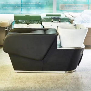 Professional Salon Shampoo Bed with Adjustable Headrest and Ceramic Basin Design