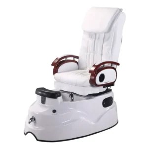 Reclining Pedicure Chair All White Backrest Kneading Massage